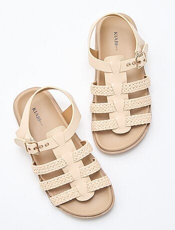 Sandalen met riempjes van stro