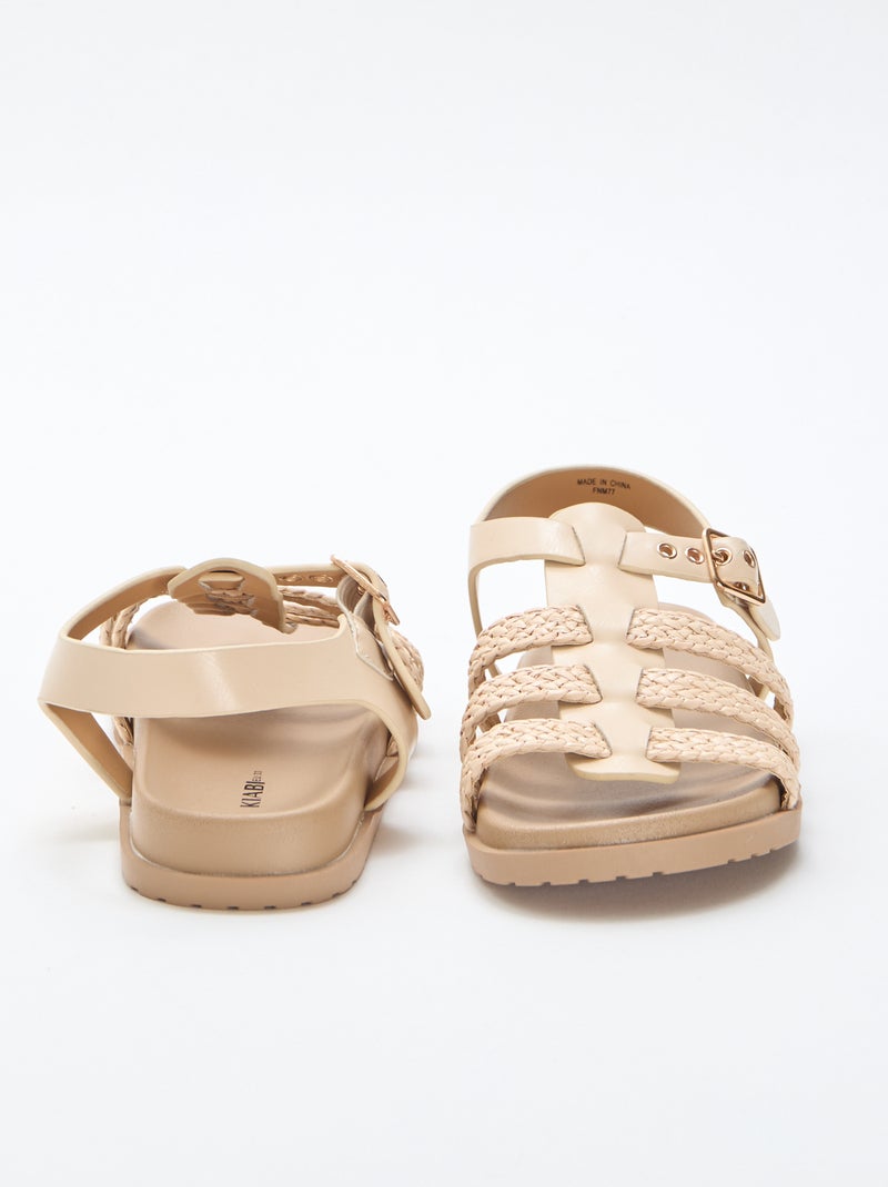 Sandalen met riempjes van stro Biege - Kiabi