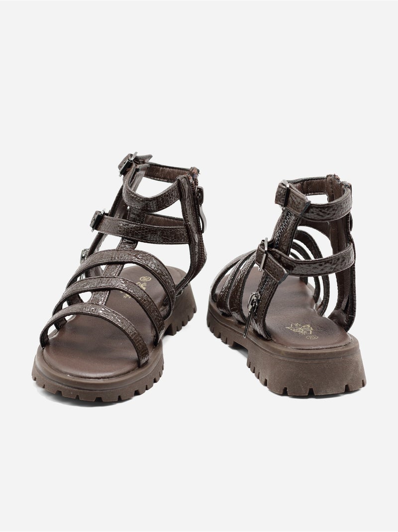 Sandalen met rits Bruin - Kiabi