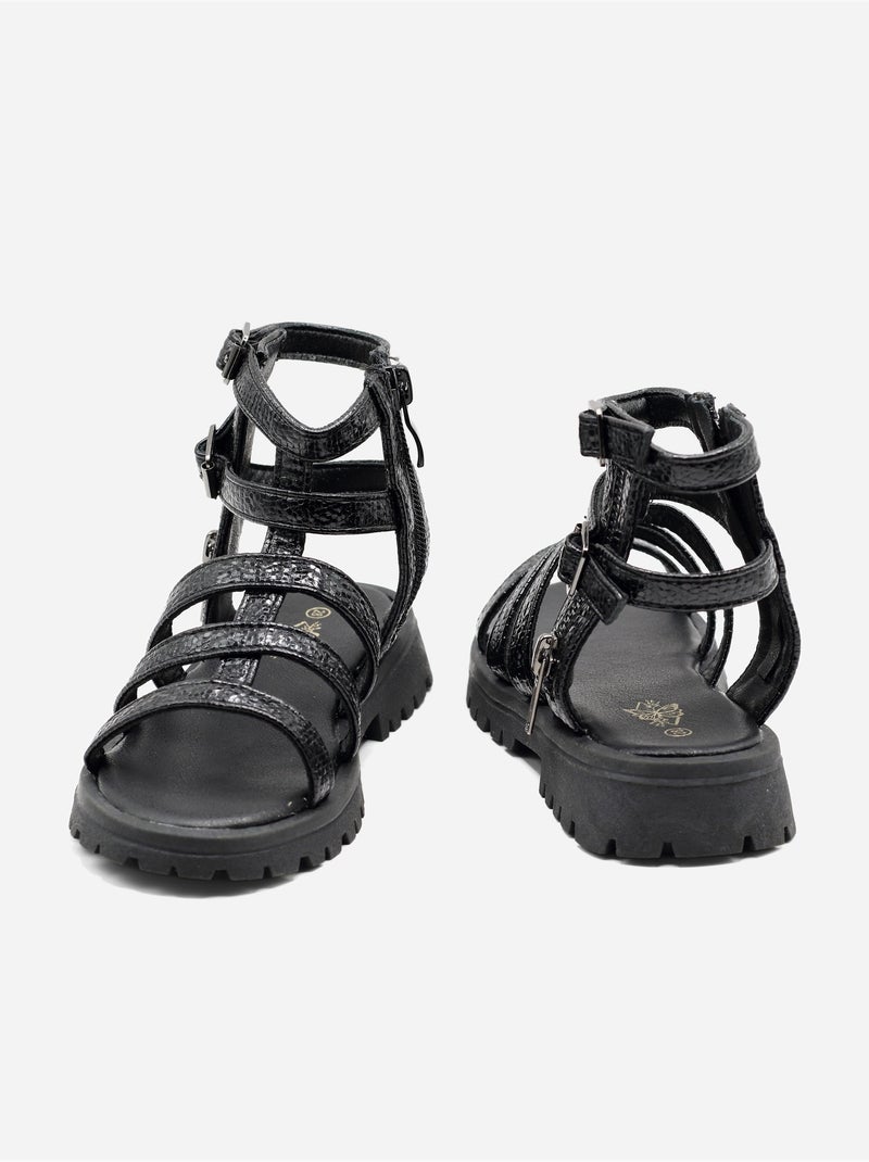 Sandalen met rits Zwart - Kiabi