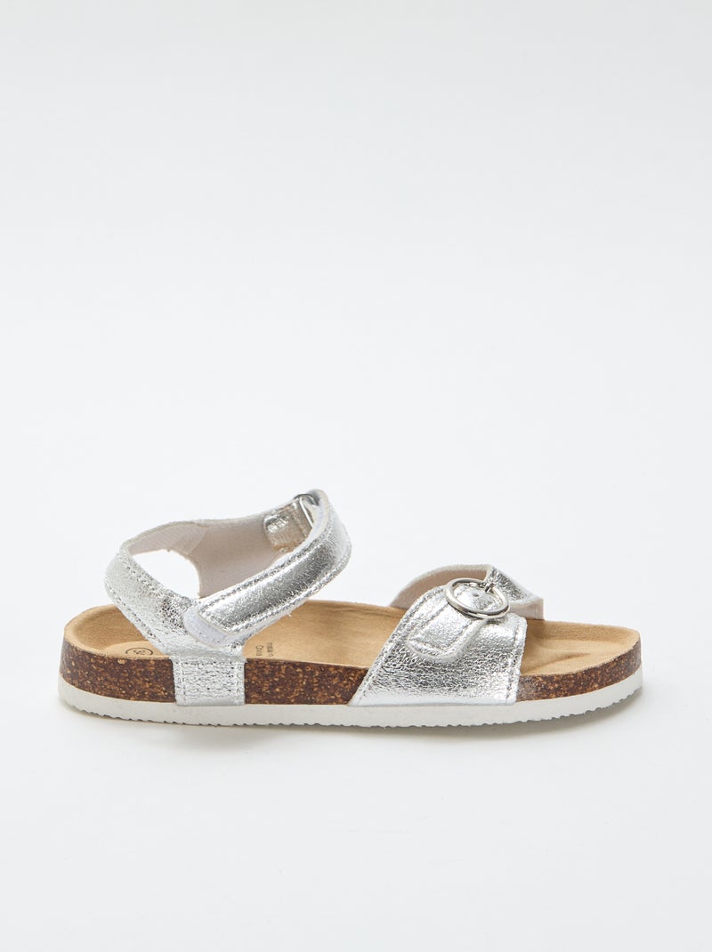 Sandalen met ronde gesp Grijs - Kiabi