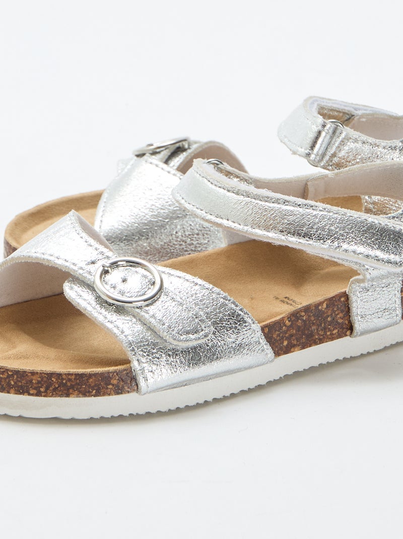 Sandalen met ronde gesp Grijs - Kiabi
