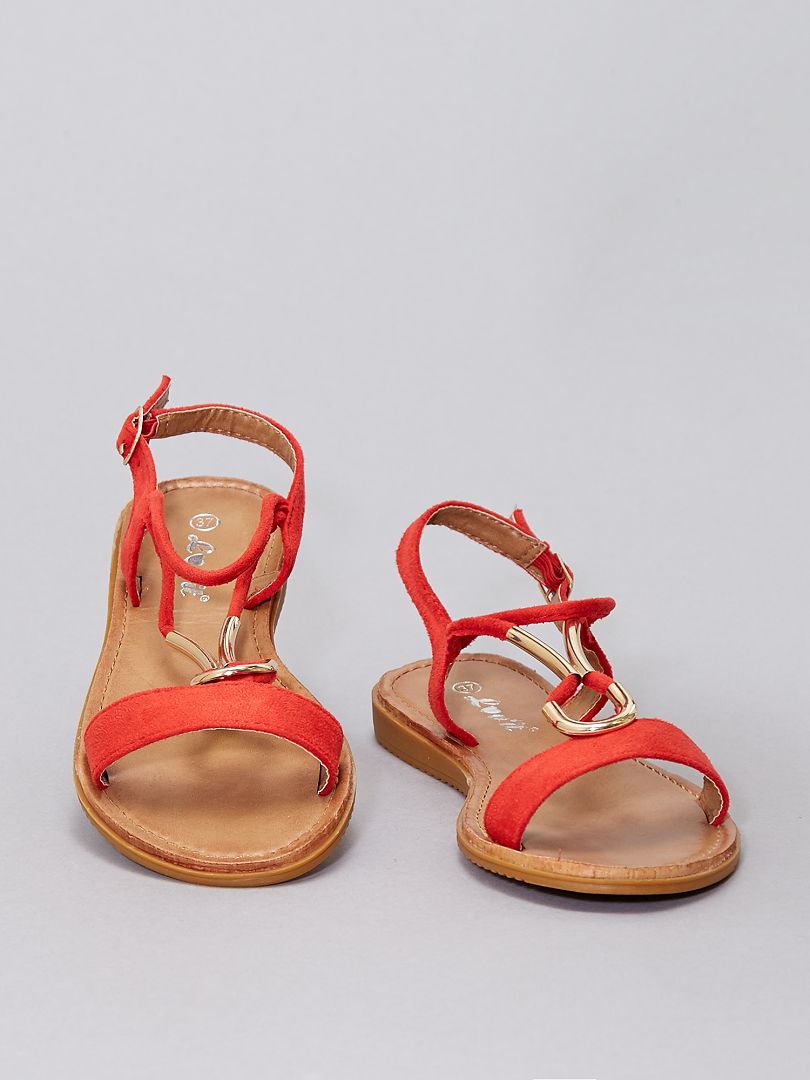 Sandalen met sieraden rood - Kiabi