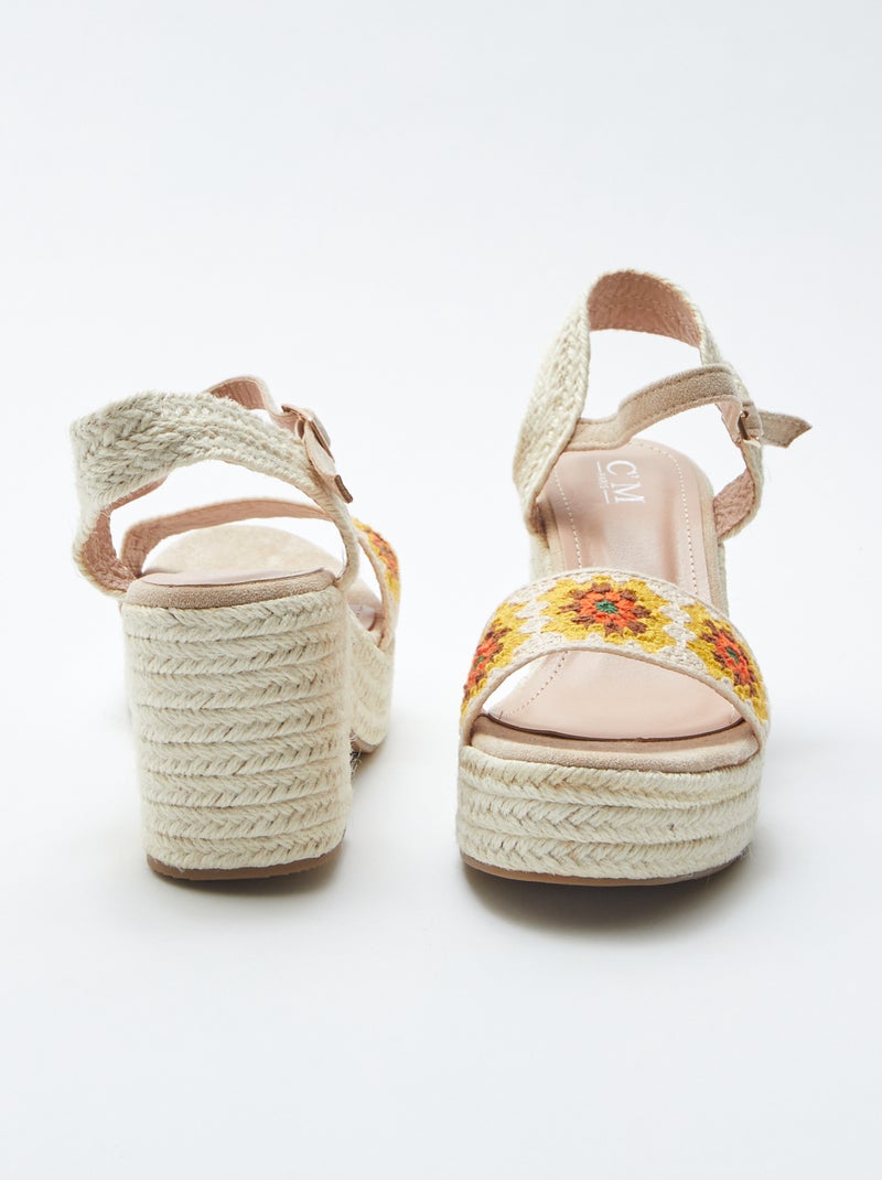 Sandalen met sleehak in touw - ZWART - Dame - 22.00