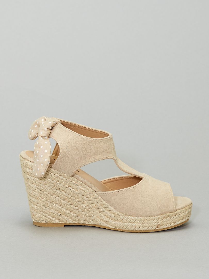 Sandalen met sleehak en strik - Beige - Kiabi - 24.00€