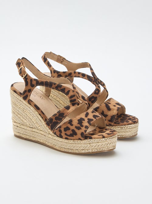 Sandalen met sleehak en touwhak - Kiabi