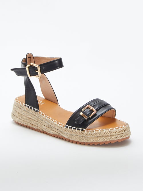 Sandalen met sleehak in touw - Kiabi