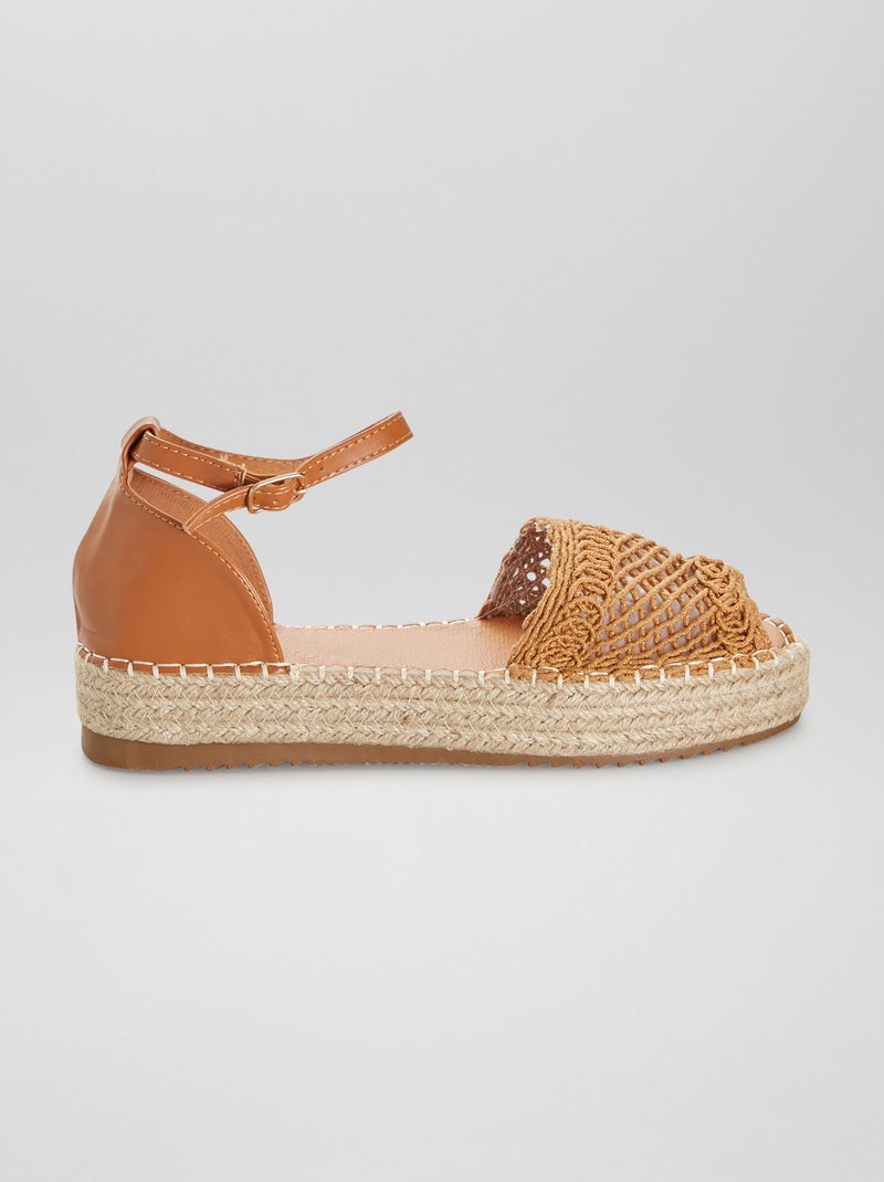 Sandalen met sleehak khaki - Kiabi