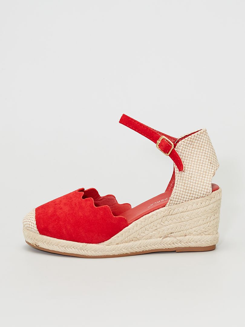 Sandalen met sleehak rood - Kiabi