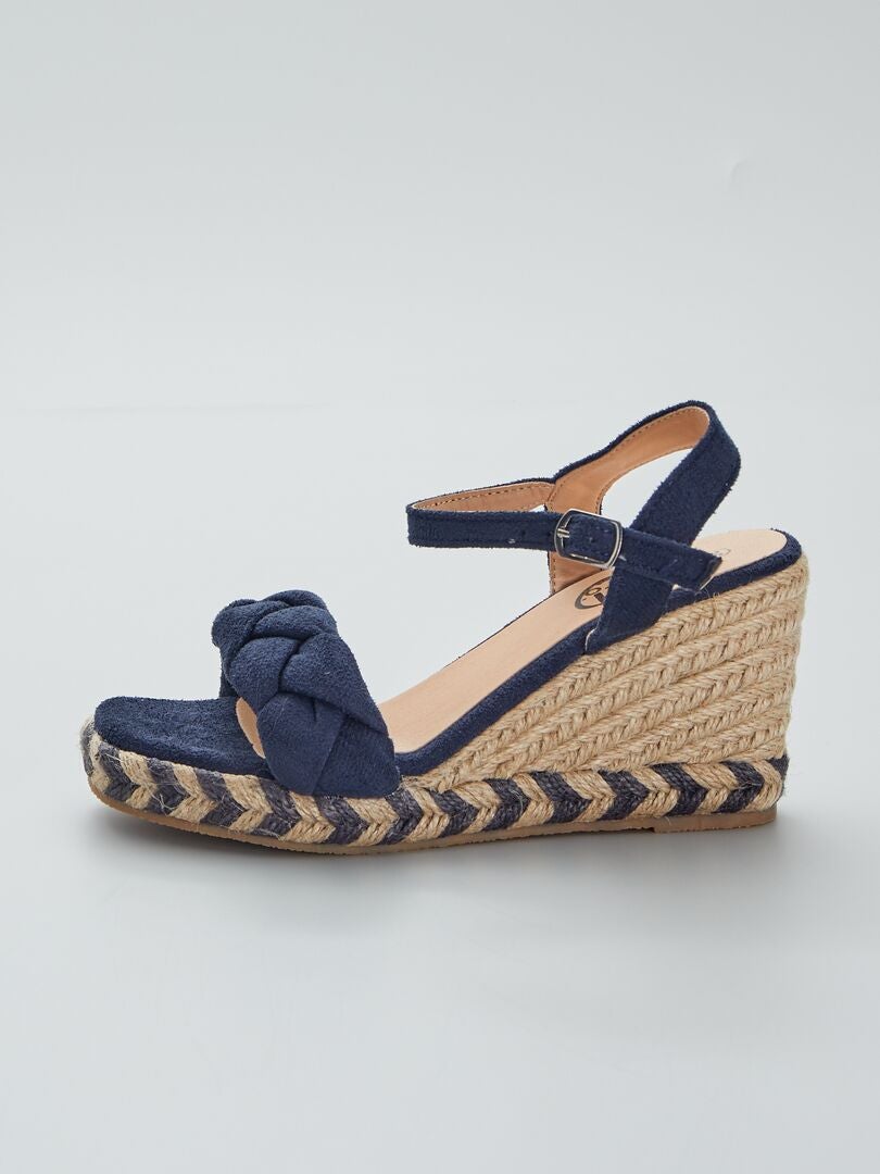Sandalen met sleehak van koord marineblauw - Kiabi