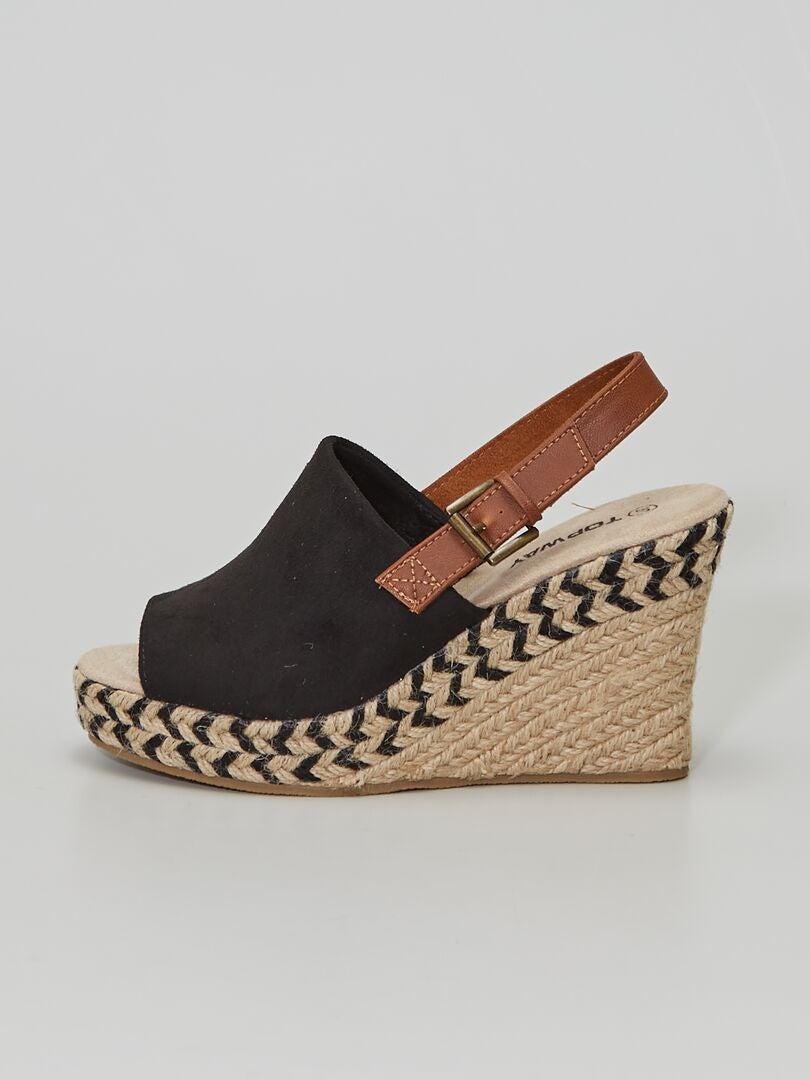 Sandalen met sleehak van suedine - ZWART - Kiabi - 24.00€