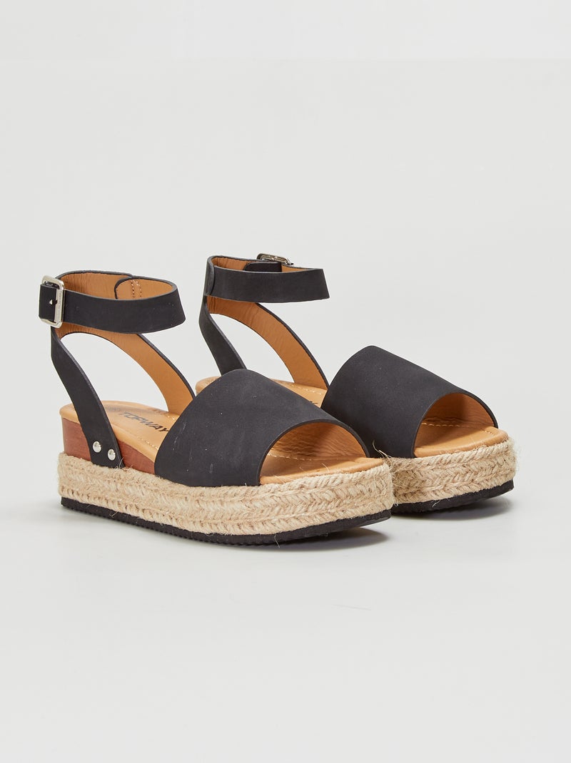 Sandalen met sleehak zwart - Kiabi