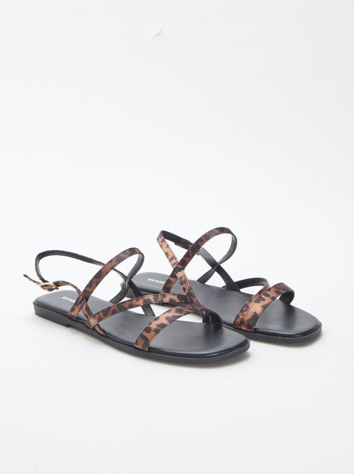 Sandalen met smalle bandjes met luipaardprint - Kiabi