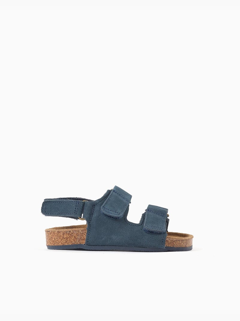 Sandalen met suède voetbed en kurken binnenzool Blauw Blauw - Kiabi