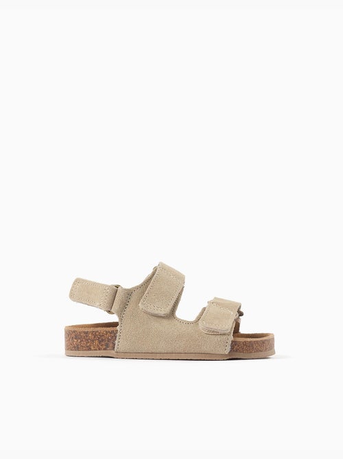 Sandalen met suède voetbed en kurken binnenzool - Kiabi