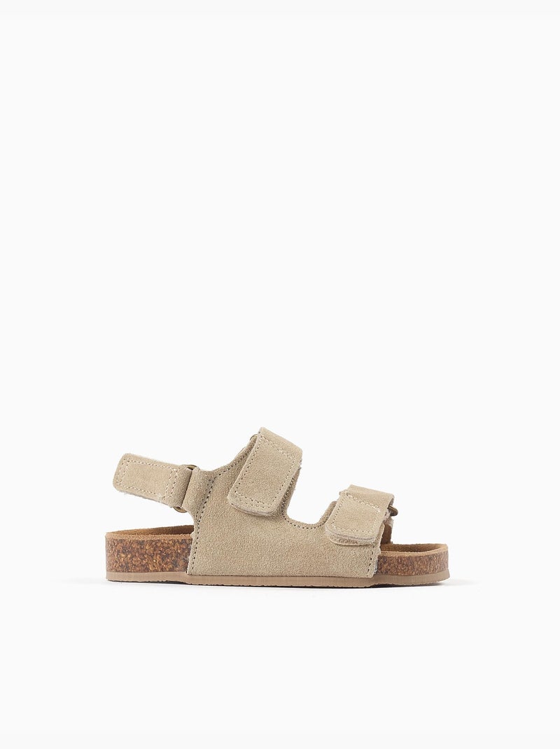 Sandalen met suède voetbed en kurken binnenzool Lichtbeige - Kiabi