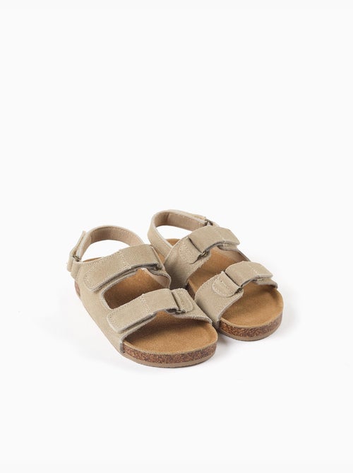 Sandalen met suède voetbed en kurken binnenzool - Kiabi