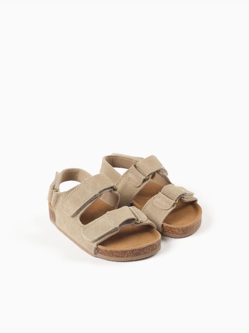 Sandalen met suède voetbed en kurken binnenzool - Kiabi