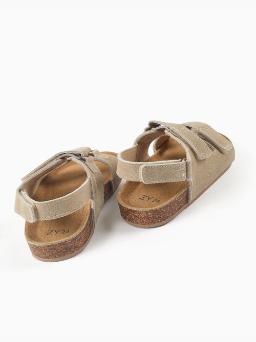 Sandalen met suède voetbed en kurken binnenzool - Kiabi