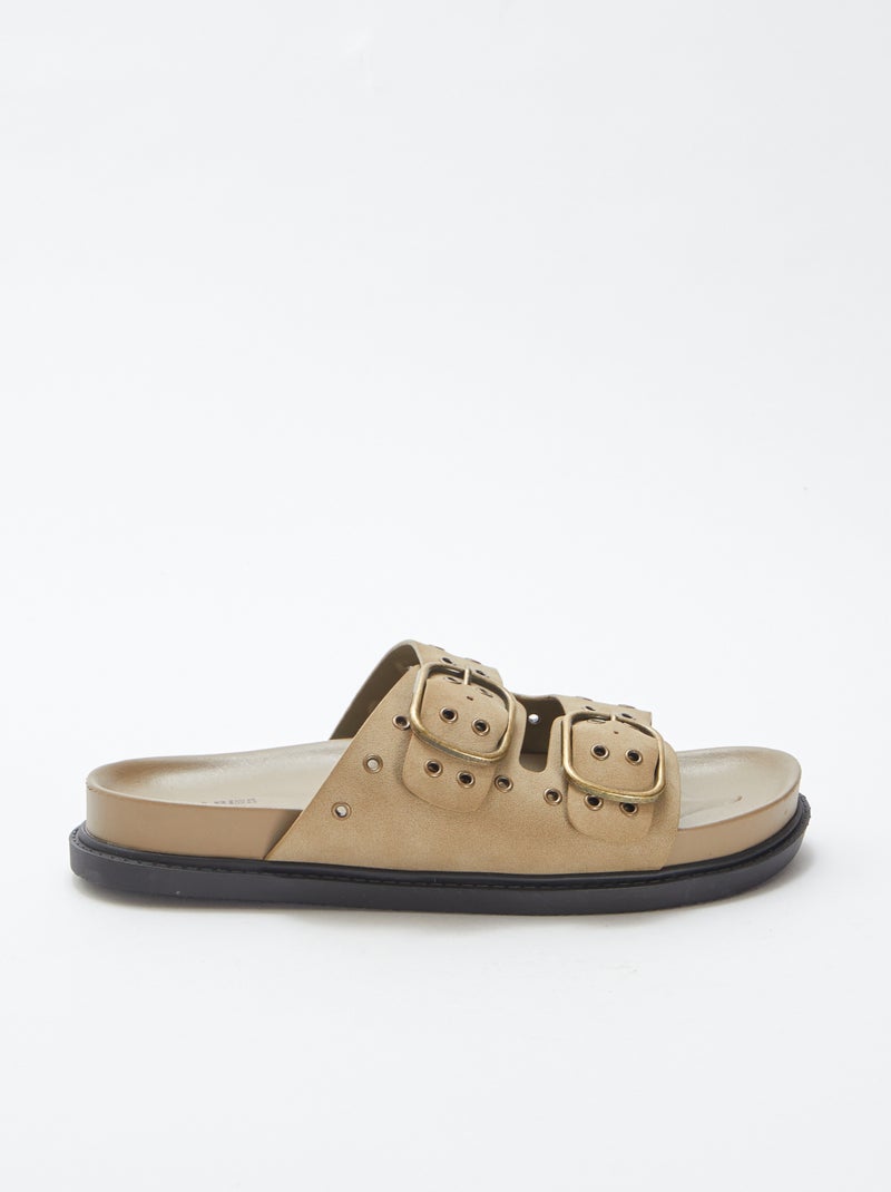 Sandalen met suèdine-effect en bandjes met oogjes BRUIN - Kiabi