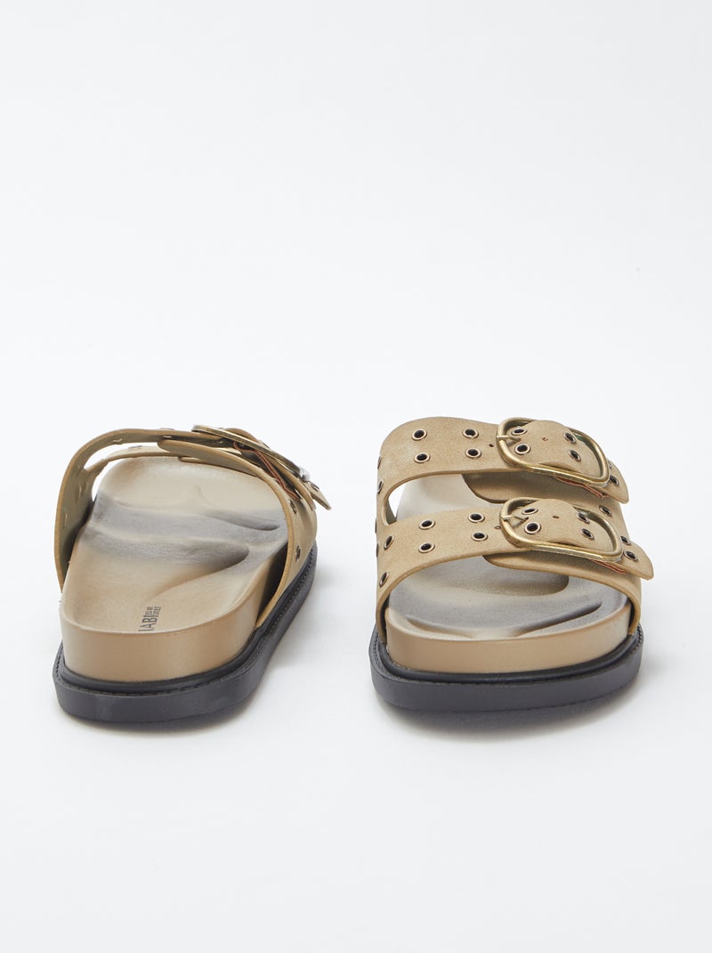 Sandalen met suèdine-effect en bandjes met oogjes BRUIN - Kiabi