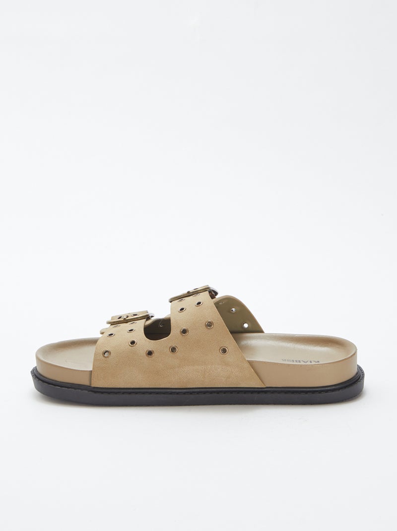 Sandalen met suèdine-effect en bandjes met oogjes BRUIN - Kiabi