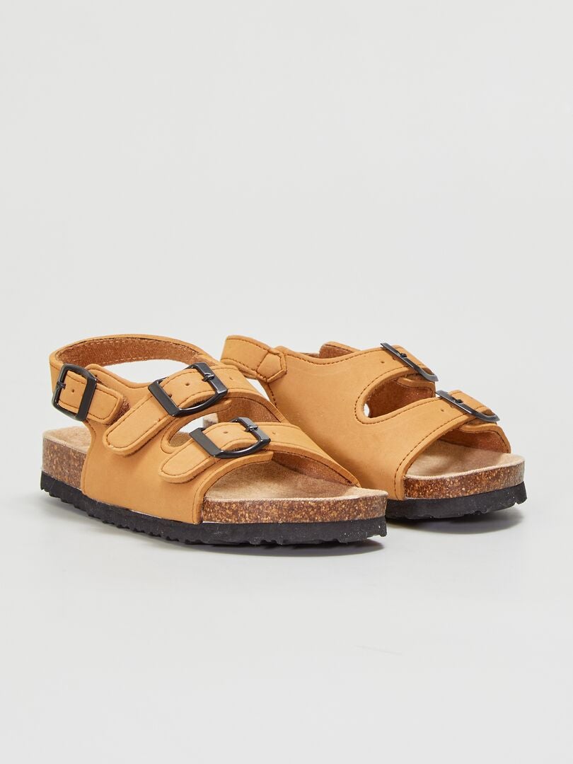 As Is Aetrex® Ariel Memory Foam Arch Support Leather Wedge Sandal