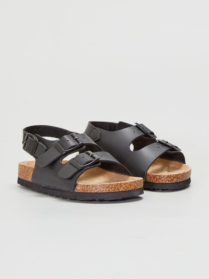 Sandalen met twee riempjes ZWART - Kiabi