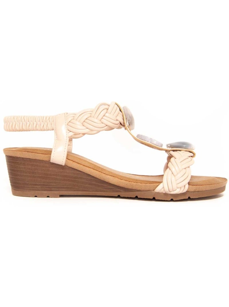Sandalen Met Wedge Synthetisch Materiaal Montevita Beige - Kiabi