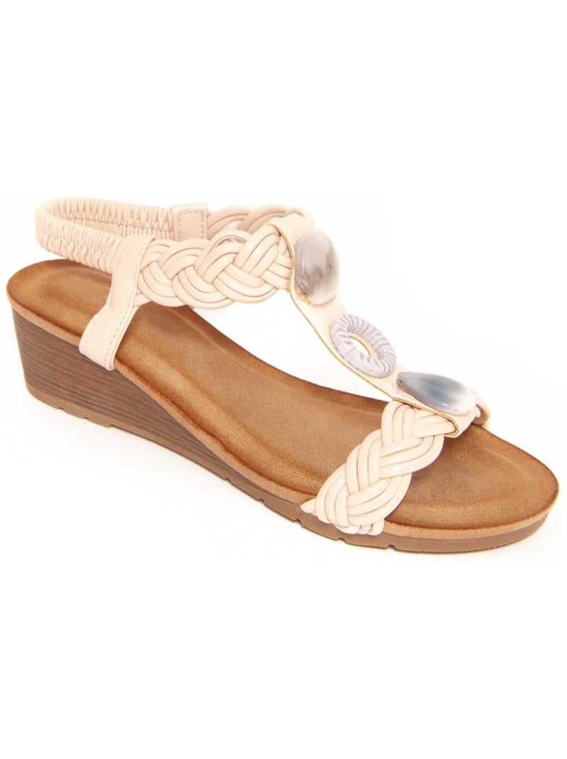 Sandalen Met Wedge Synthetisch Materiaal Montevita Beige - Kiabi