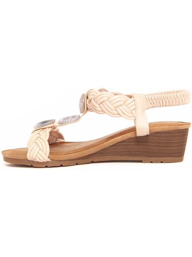 Sandalen Met Wedge Synthetisch Materiaal Montevita Beige - Kiabi