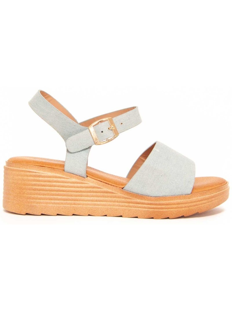 Sandalen Met Wedge Synthetisch Materiaal Montevita Blauw - Kiabi
