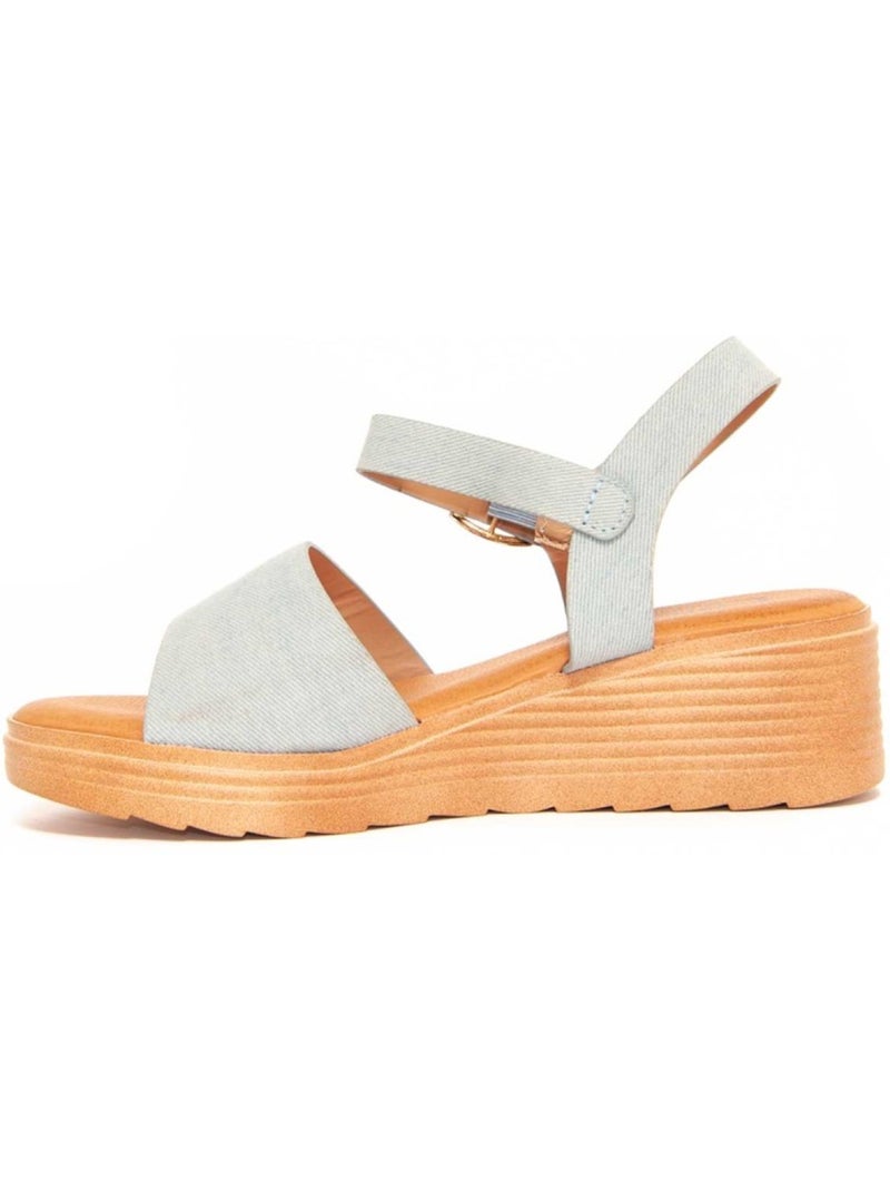 Sandalen Met Wedge Synthetisch Materiaal Montevita Blauw - Kiabi
