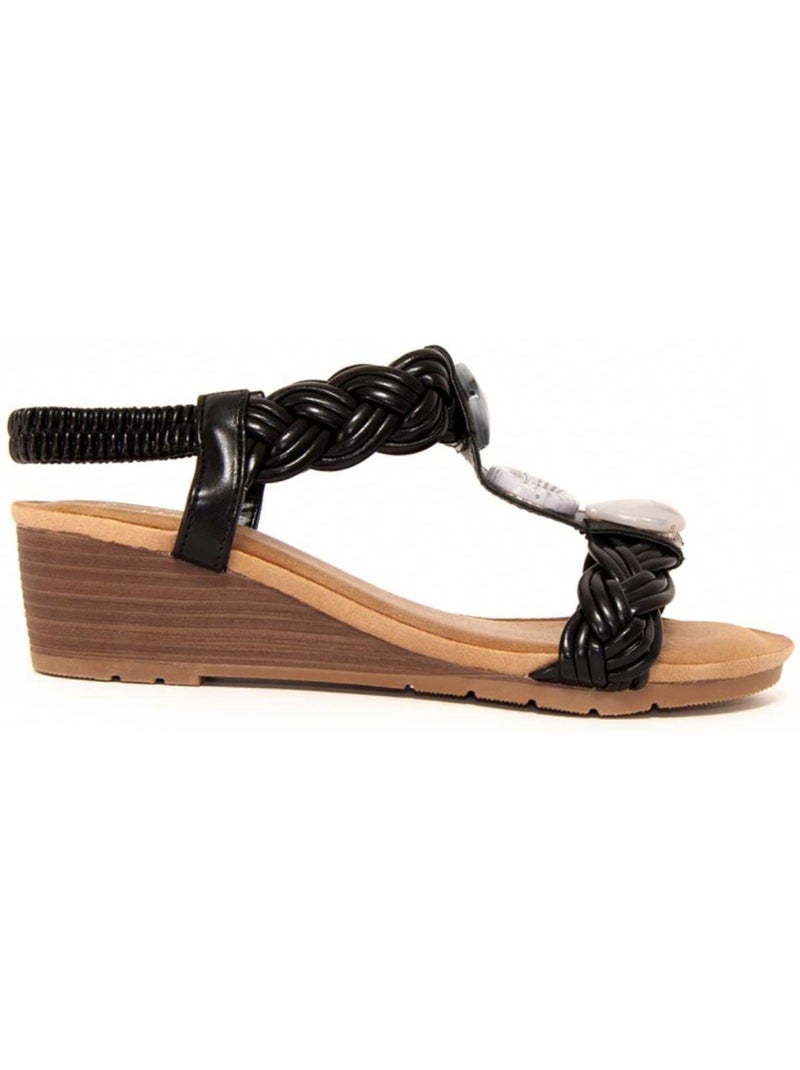 Sandalen met wedge synthetisch materiaal montevita Zwart - Kiabi