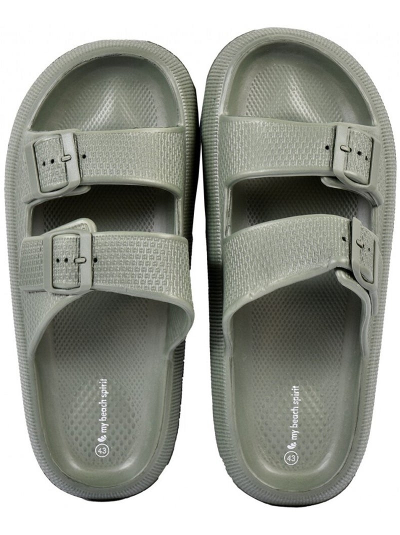 Sandalen Mules EVA Gesp Kaki - Kiabi