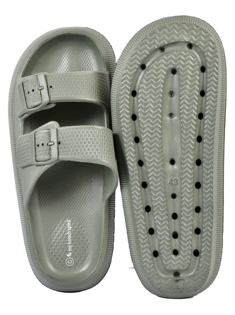Sandalen Mules EVA Gesp Kaki - Kiabi