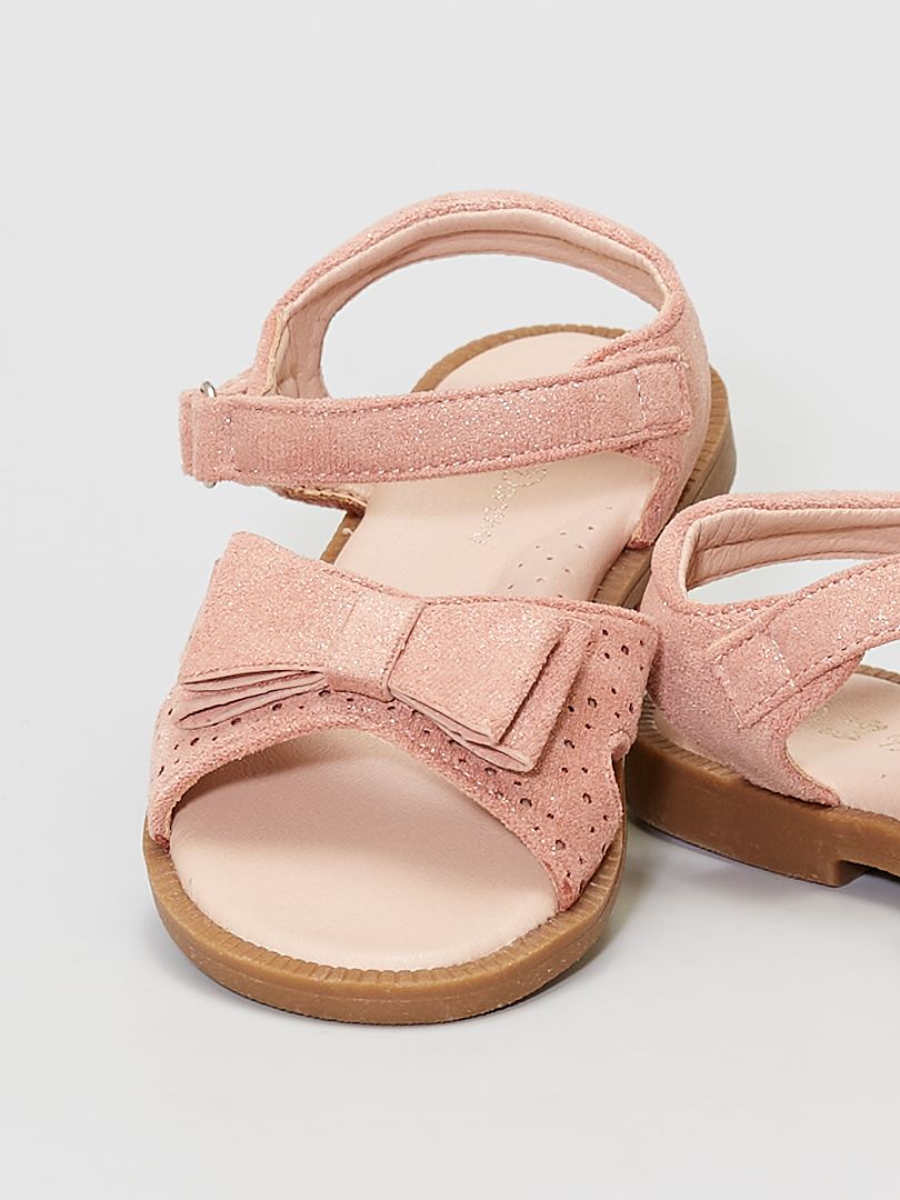 Sandalen van glanzende suedine roze - Kiabi