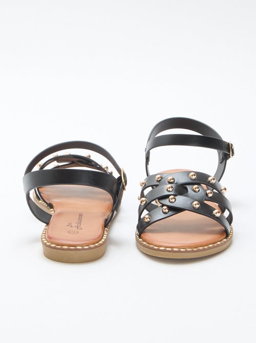 Sandalen van imitatieleer met bandjes met studs - Kiabi