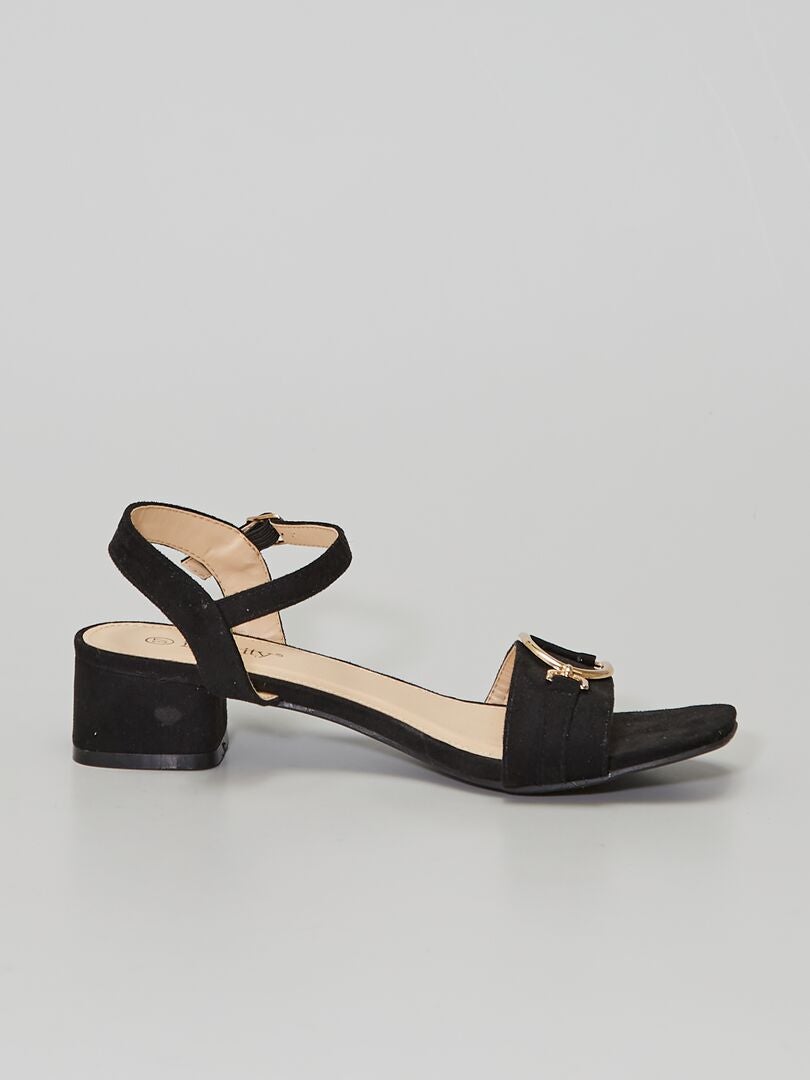 Sandalen van suèdine met hak - zwart - Kiabi - 25.00€