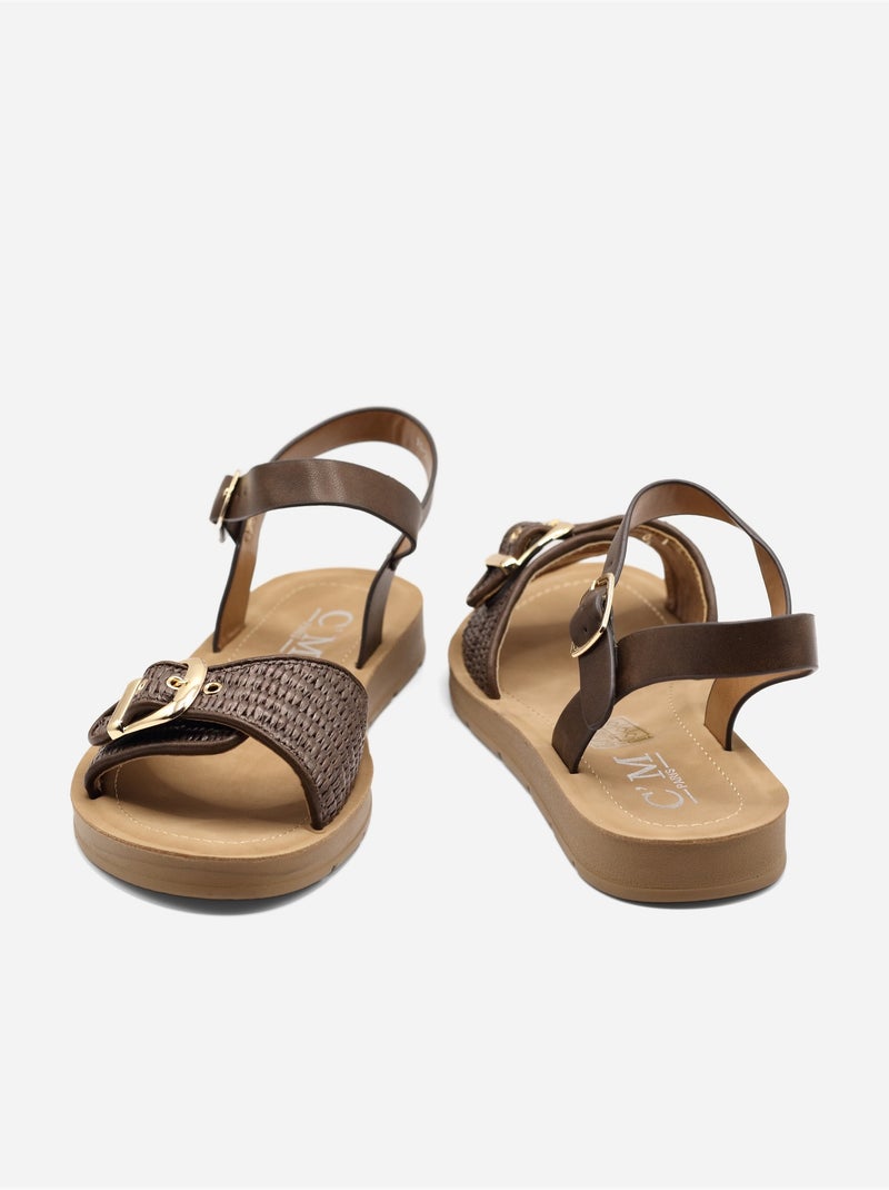Sandales à boucle Marron - Kiabi