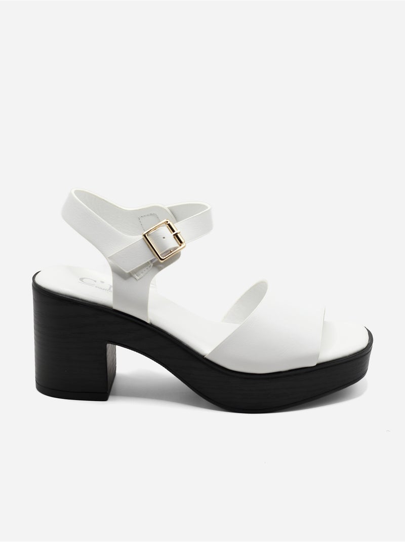 Sandales à bride et ardillon Blanc - Kiabi