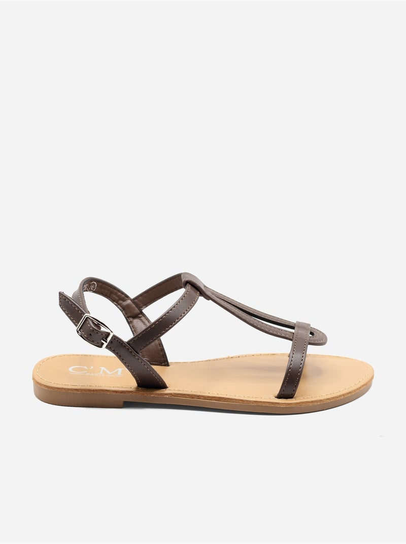 Sandales à bride et ardillon Marron - Kiabi