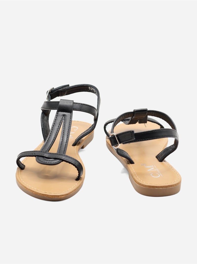 Sandales à bride et ardillon Noir - Kiabi