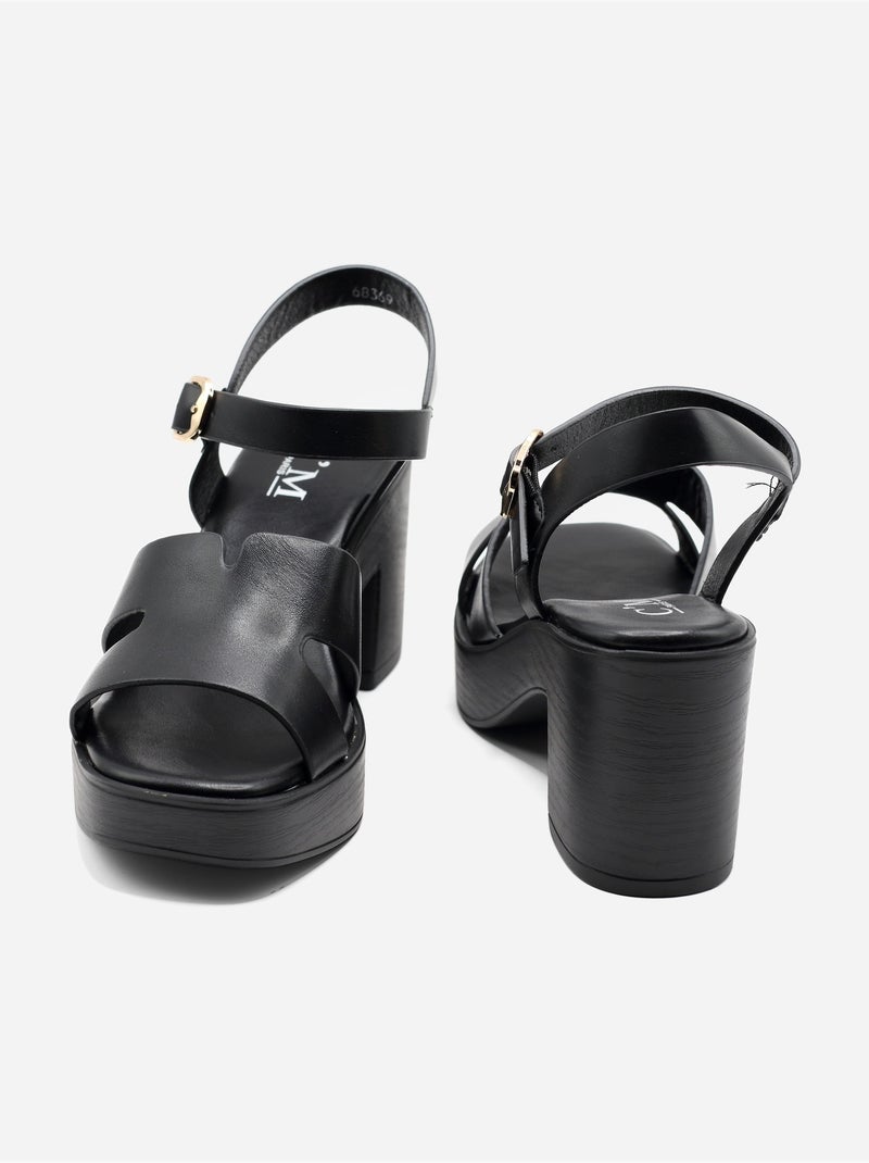 Sandales à bride et ardillon Noir - Kiabi