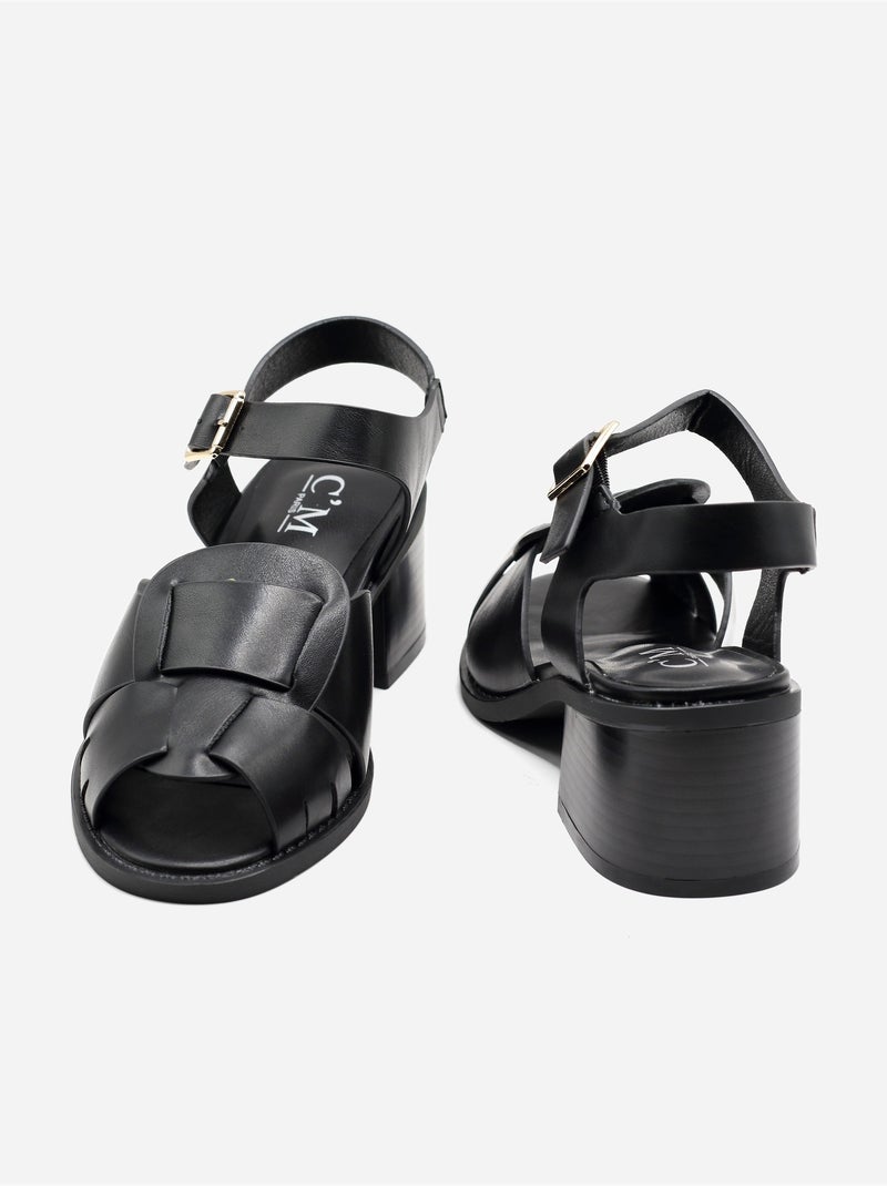 Sandales à bride et ardillon Noir - Kiabi
