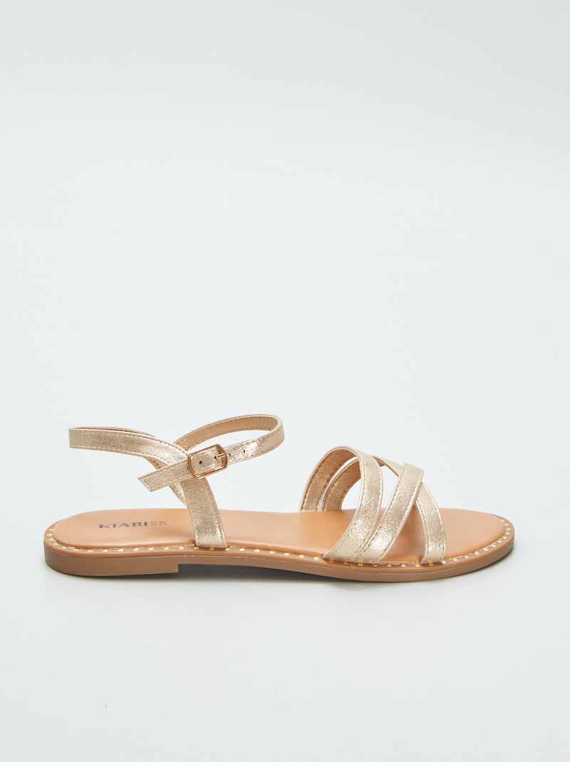 Sandales à brides doré Jaune - Kiabi