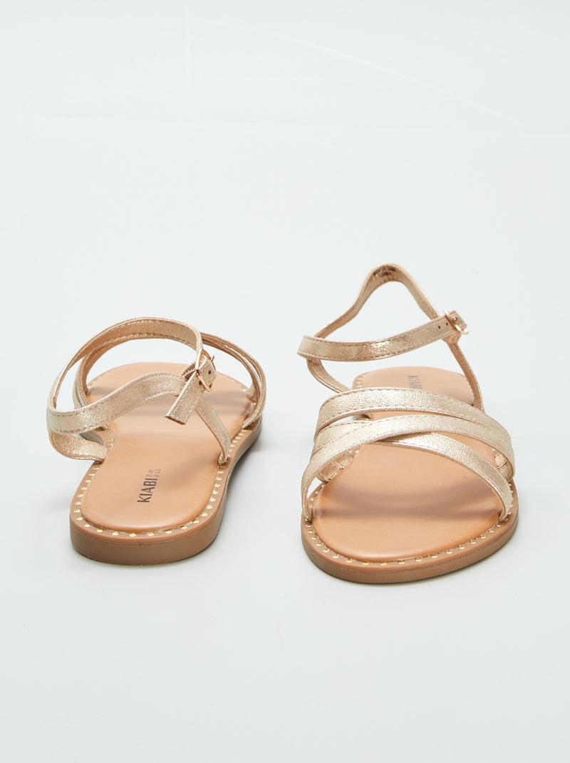 Sandales à brides doré Jaune - Kiabi
