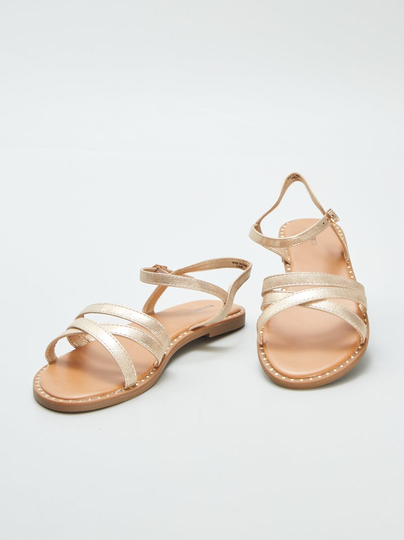 Sandales à brides doré Jaune - Kiabi