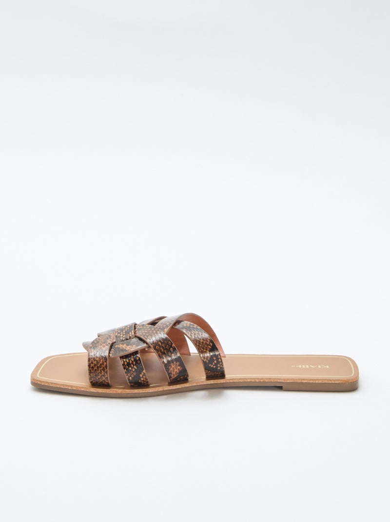 Sandales à brides dorées Marron - Kiabi