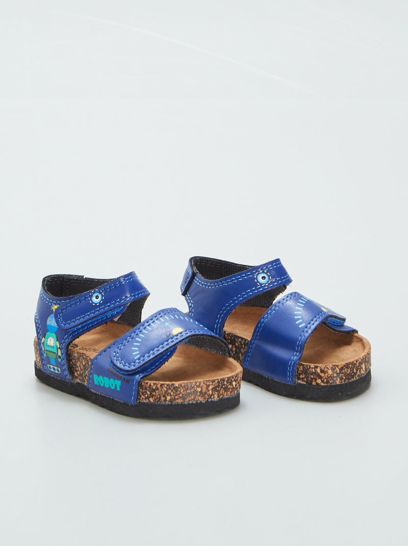 Sandales à brides imprimées Bleu - Kiabi